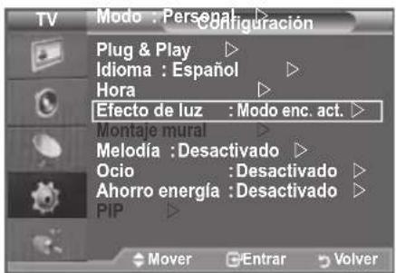 SAMSUNG LE46B550A5WXXN - Configuración del efecto de luz (según el modelo) - 1