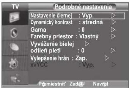 SAMSUNG LE46B550A5WXXN - Konfigurácia podrobných nastavení obrazu - 2