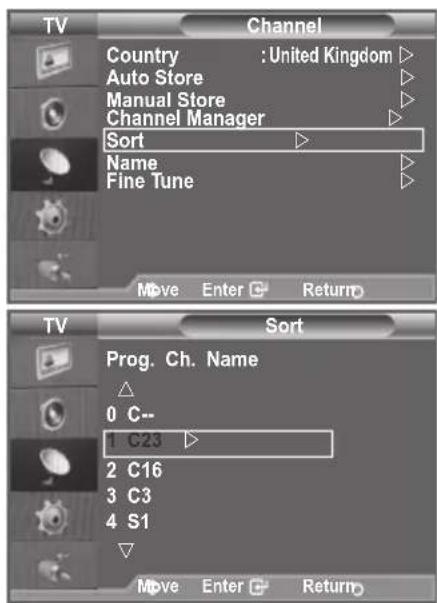 SAMSUNG LE46B550A5WXXN - Sorting the Stored Channels - 1