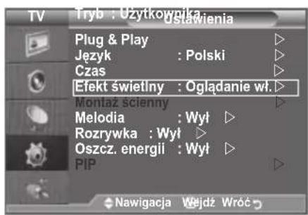 SAMSUNG LE46B550A5WXXN - Ustawianie efektu oświetlenia (w zależności od modelu) - 1