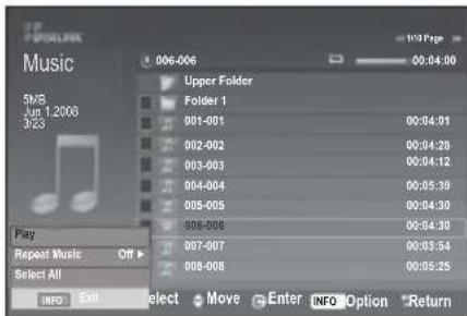 SAMSUNG LE46B550A5WXXN - Uporaba MP3 seznama - 2