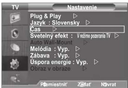 SAMSUNG LE46B550A5WXXN - Nastavenie a zobrazenie aktuálneho času - 1