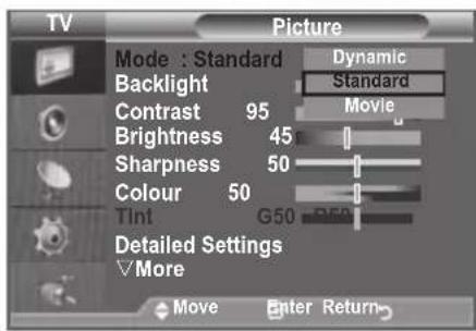 SAMSUNG LE46B550A5WXXN - Changing the Picture Standard - 2