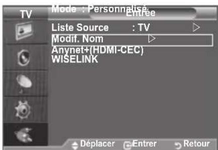SAMSUNG LE46B550A5WXXN - Modification du nom de la source d'entrée - 1