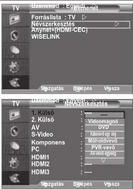SAMSUNG LE46B550A5WXXN - A bemeneti forrásnevek szerkesztése - 1
