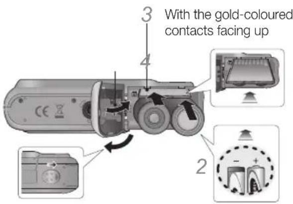 SAMSUNG ES20 - Inserting the battery and memory card - 1