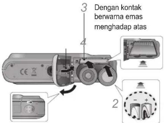 SAMSUNG ES20 - Memasukkan baterai dan kartu memori - 1