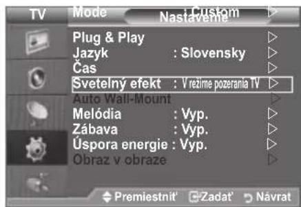 SAMSUNG LE46B550A5WQU - Nastavenie svetelného efektu (v závislosti od modelu) - 1