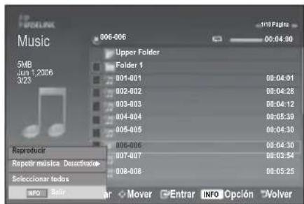 SAMSUNG LE46B550A5WQU - Utilización de la lista de ARCHivos MP3 - 2