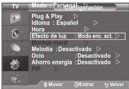 SAMSUNG LE46B550A5WQU - Configuración del efecto de luz (según el Modelo) - 1