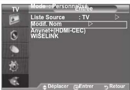 SAMSUNG LE46B550A5WQU - Modification du nom de la source d'entrée - 1