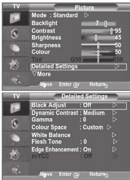 SAMSUNG LE46B550A5WQU - Configuring Detailed Settings on the Picture - 1
