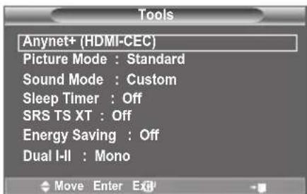 SAMSUNG LE46B550A5WQU - Uporaba gumba TOOLS - 1