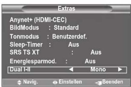 SAMSUNG LE46B550A5WQU - Wenn Sie "Dual I-II" einstellen, wird der aktuelle Tonwiedergabemodus auf dem Bildschirm abgebildet. - 1