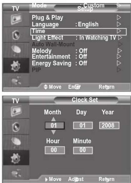 SAMSUNG LE46B550A5WQU - Setting and Displaying the Current Time - 1