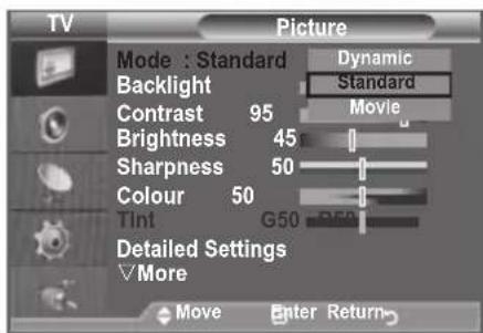 SAMSUNG LE46B550A5WQU - Changing the Picture Standard - 2