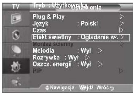 SAMSUNG LE46B550A5WQU - Ustawianie efektu oświetlenia (w zależnosci od modelu) - 1