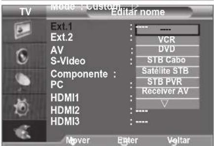 SAMSUNG LE46B550A5WQU - Editor os nomes das fontes de entrada - 2