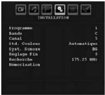 SALORA LCD 3231 DVX - Menu d'installation - 1
