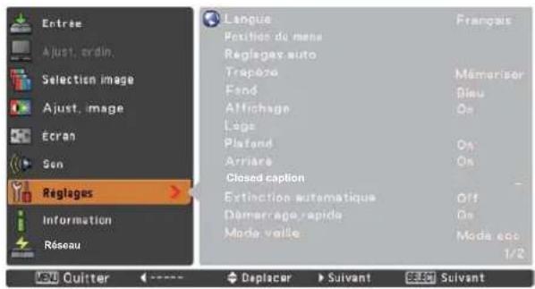 SANYO PLCXU301A - Position du menu - 1
