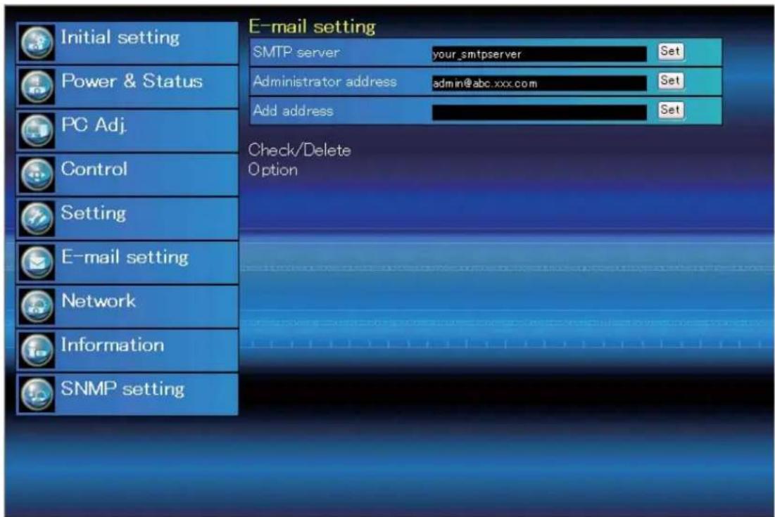 SANYO PLCXU301A - Configuration de l'e-mail - 1
