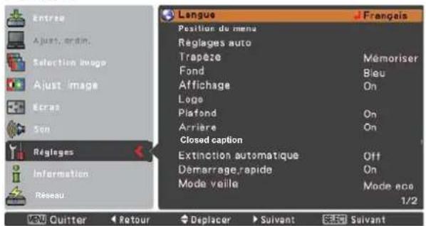SANYO PLCXU301A - Position du menu - 2