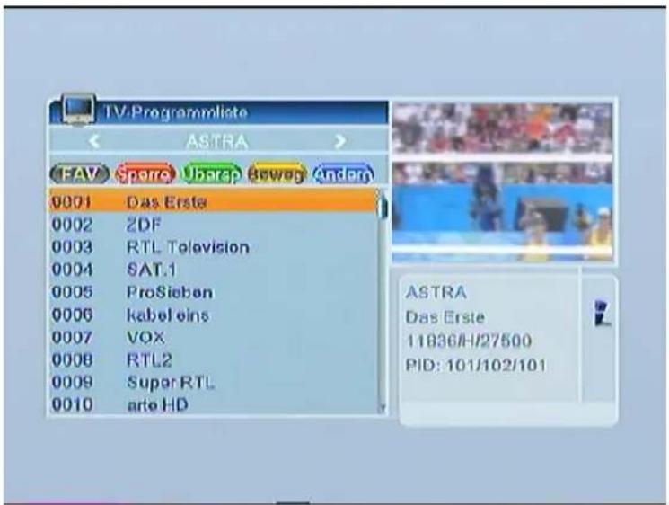 SetOne EasyOne SHD 4U - TV-Programmliste - 1