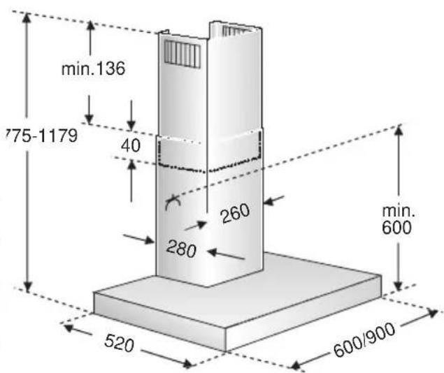 SIEMENS LC57970 - Tilslutning med aftraksrør  120 mm: - 2