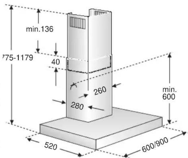 SIEMENS LC57970 - Collegamento del tubo di scarico 120 mm: - 2