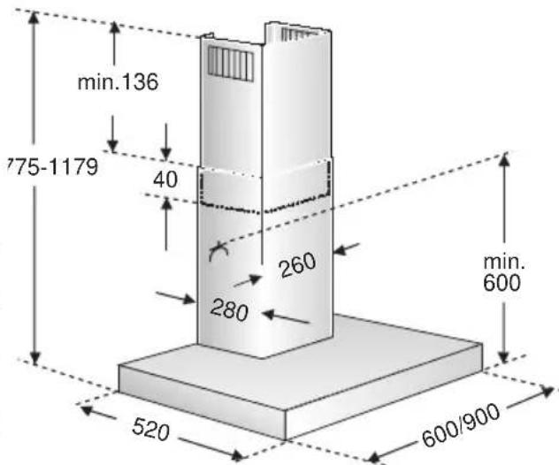 SIEMENS LC48950 - Collegamento del tubo di scarico ∅ 120 mm: - 2