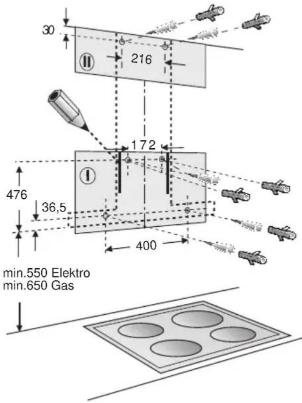 SIEMENS LC48950 - O exaustor está preparado para ser montado numa parede da cozinha. - 1