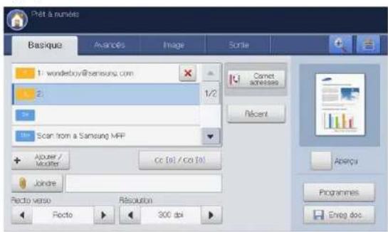 SAMSUNG SCX8030ND - Saisie d'adresses électroniques depuis le clavier contextuel - 2