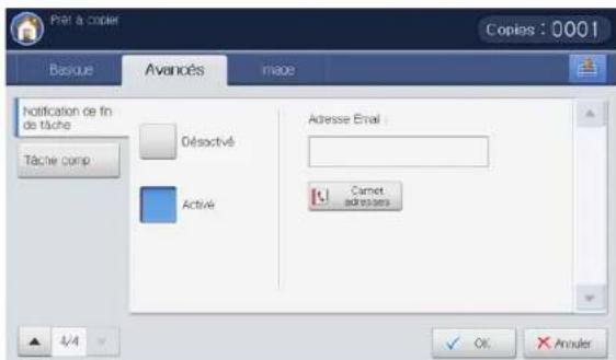SAMSUNG SCX8030ND - Définition de la notification d'achèvement de tâche - 3
