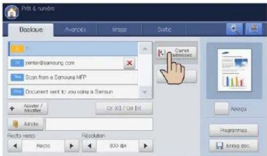 SAMSUNG SCX8030ND - Saisie d'adresses e-mail depuis le carnet d'adresses - 1