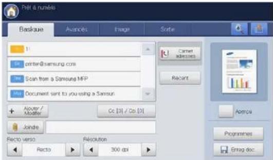SAMSUNG SCX8030ND - Envoi d'une image numérisée à plusieurs destinataires comme pièce jointe à un e-mail - 1