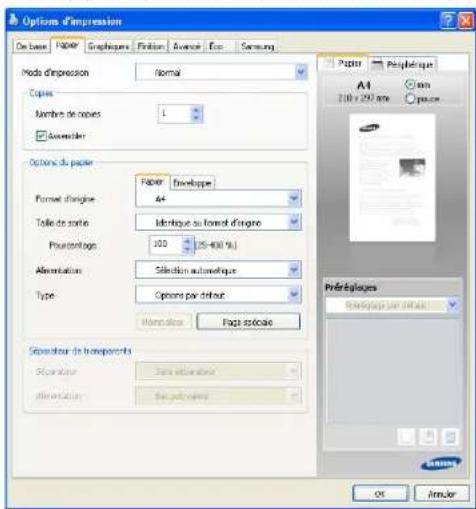 SAMSUNG SCX8030ND - Onglet Papier - 1