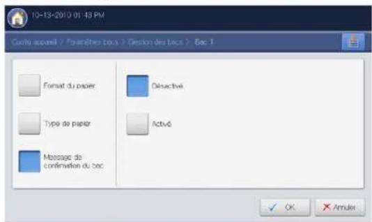 SAMSUNG SCX8030ND - Paramétrage du message de confirmation de bac - 2