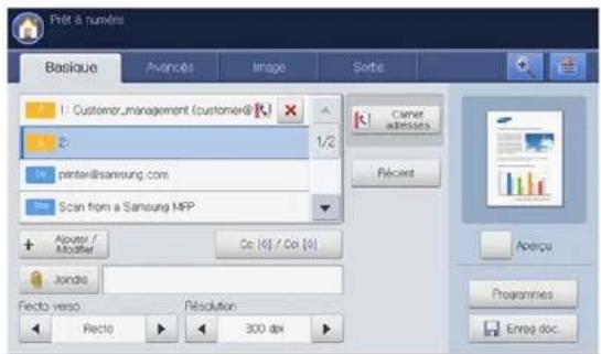 SAMSUNG SCX8030ND - Saisie d'adresses e-mail depuis le carnet d'adresses - 3