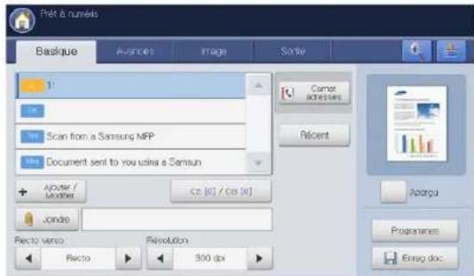 SAMSUNG SCX8030ND - Présentation de l'écran Num vers Email - 1