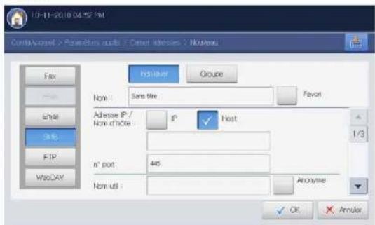 SAMSUNG SCX8030ND - Enregistrement d'une adresse Individuelle (SMB, FTP, WebDAV) - 1