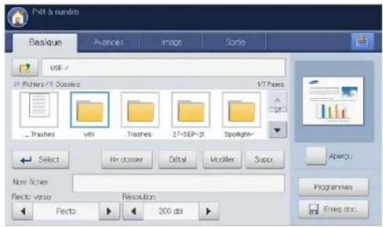 SAMSUNG SCX8030ND - Présentation de l'écran Numéris. vers USB - 1