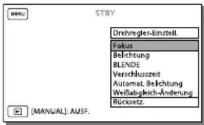 SONY Handycam HDRPJ740VEB - So weisen Sie dem MANUAL-Regler eine Menüoption zu - 1