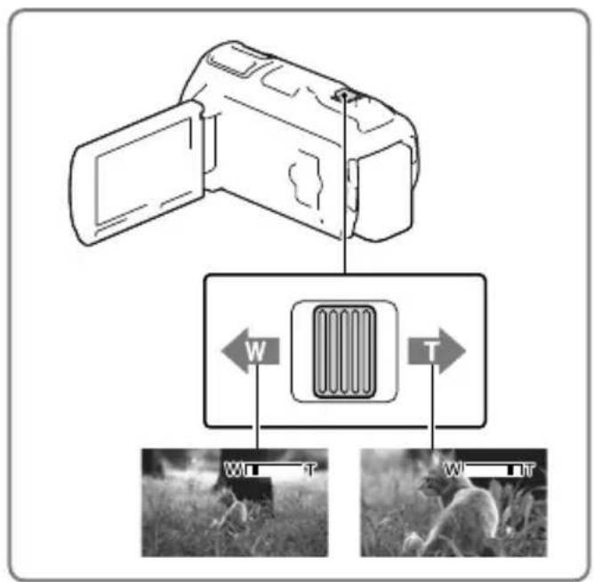 SONY Handycam HDRPJ740VEB - Spostare la leva dello zoom motorizzato per ingrandire o ridurre la dimensione dell'immagine. - 1