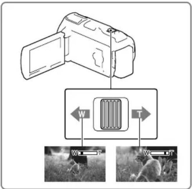 SONY Handycam HDRPJ740VEB - Beweeg de motorzoomknop om het beeld te vergroten of te verkleinen. - 1