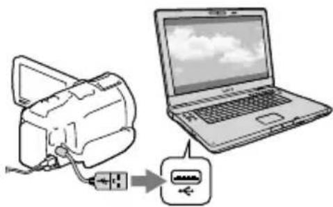 SONY Handycam HDRPJ740VEB - Branchez le caméscope à l'ordinateur à l'aide du câble USB intégré, puis appuyez sur [Connexion USB] sur l'écran LCD du caméscope. - 1