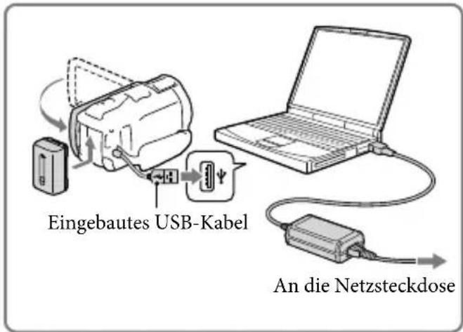 SONY Handycam HDRPJ740VEB - Laden des Akkus über einen Computer - 1