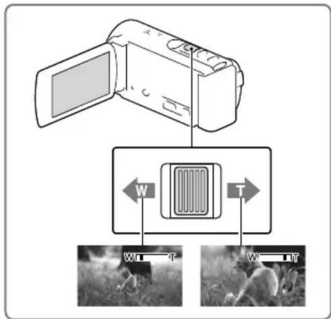 SONY Handycam HDRCX190EB - Déplacez la manette de zoom motorisé pour augmenter ou réduire la taille de l'image. - 1