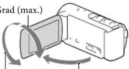SONY Handycam HDRCX190EB - Einstellen des LCD-Bildschirmträgerwinkels - 1
