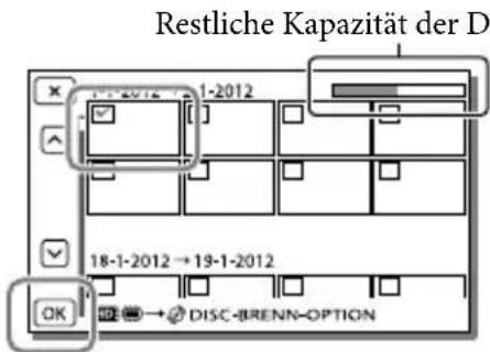 SONY Handycam HDRCX190EB - Durchführung der [DISC-BRENN-OPT.] - 1