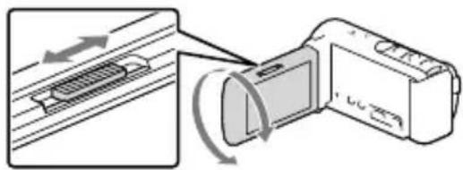 SONY Handycam HDRCX190EB - Pas de scherpstellung van het geprojeeteerde beeld aan met de PROJECTOR FOCUS -knop. - 1
